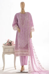 Bin Saeed Stitched 3 Piece Luxury Self & Self Frock Collection-SMK-1598-Purple
