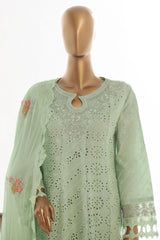 Bin Saeed Stitched 3 Piece Luxury Self & Self Frock Collection-SMK-1599-Pista