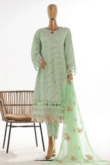 Bin Saeed Stitched 3 Piece Luxury Self & Self Frock Collection-SMK-1599-Pista