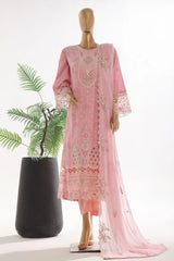 Bin Saeed Stitched 3 Piece Luxury Self & Self Frock Collection-SMK-1600-Pink