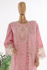 Bin Saeed Stitched 3 Piece Luxury Self & Self Frock Collection-SMK-1600-Pink