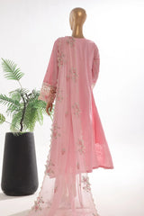 Bin Saeed Stitched 3 Piece Luxury Self & Self Frock Collection-SMK-1600-Pink
