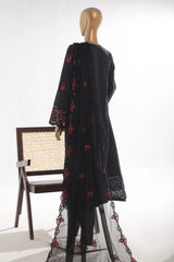 Bin Saeed Stitched 3 Piece Luxury Self & Self Frock Collection-SMK-1601-Black
