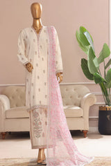 Bin Saeed Stitched 3 Piece Plain Cotton with Emb Trouser Collection'2025-SMPC-1971-White