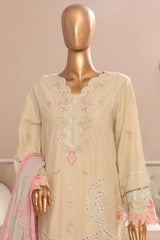 Bin Saeed Stitched 3 Piece Plain Cotton with Emb Trouser Collection'2025-SMPC-1972-Skin