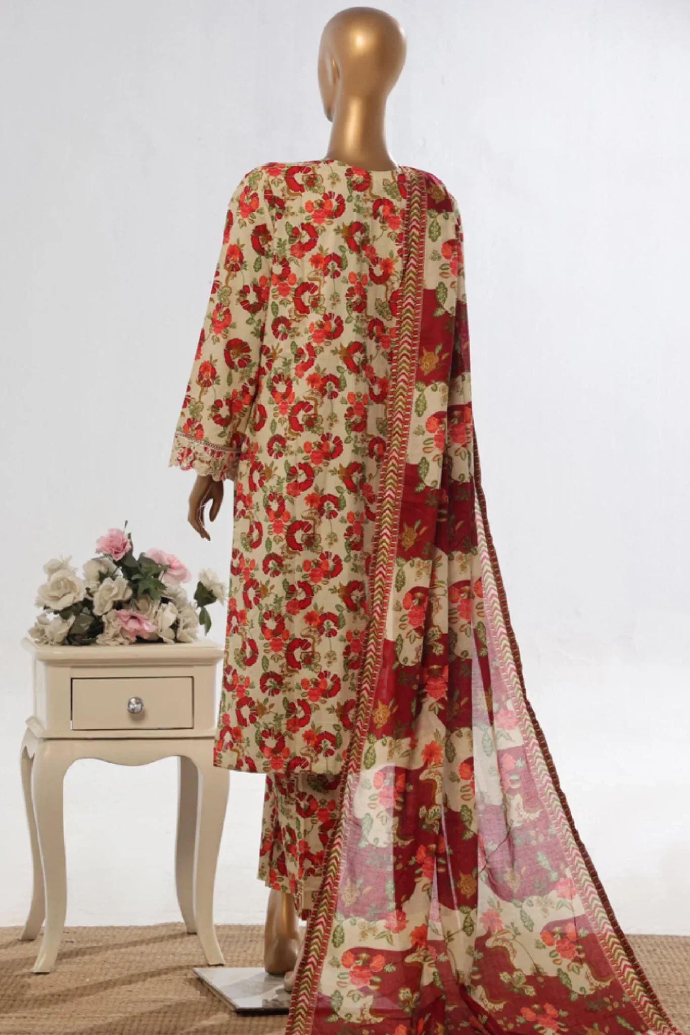 Bin Saeed Stitched 3 Piece Exclusive Emb Lawn Vol-03 Collection-WC-1705-Skin