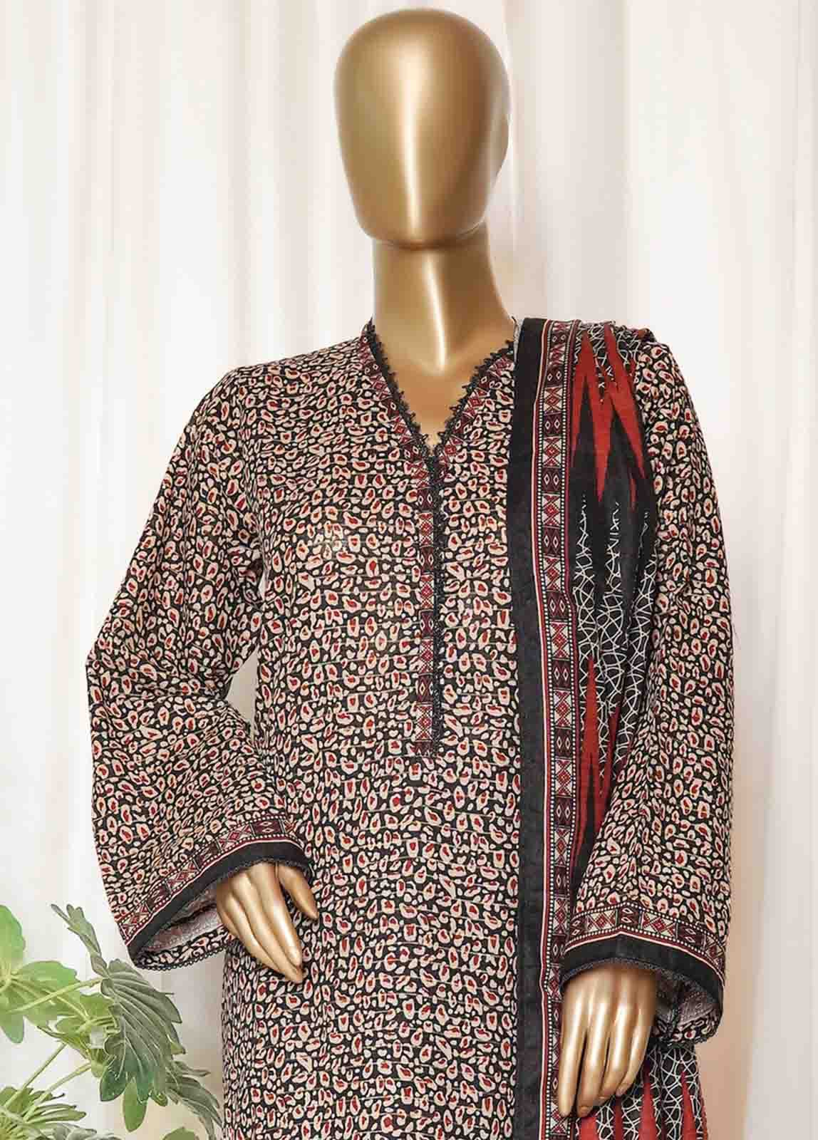 Bin Saeed Stitched 3 Piece Printed Vol-01 Collection'2025-WK-2586-black