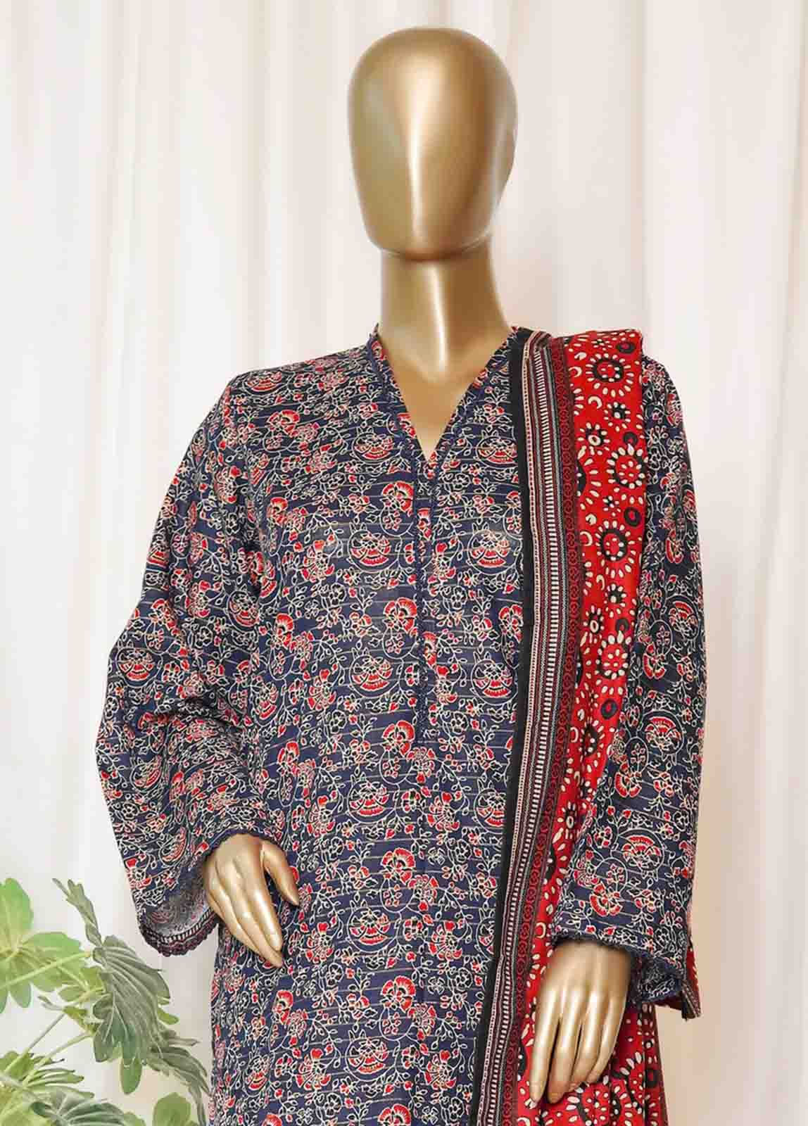 Bin Saeed Stitched 3 Piece Printed Vol-01 Collection'2025-WK-2585-blue