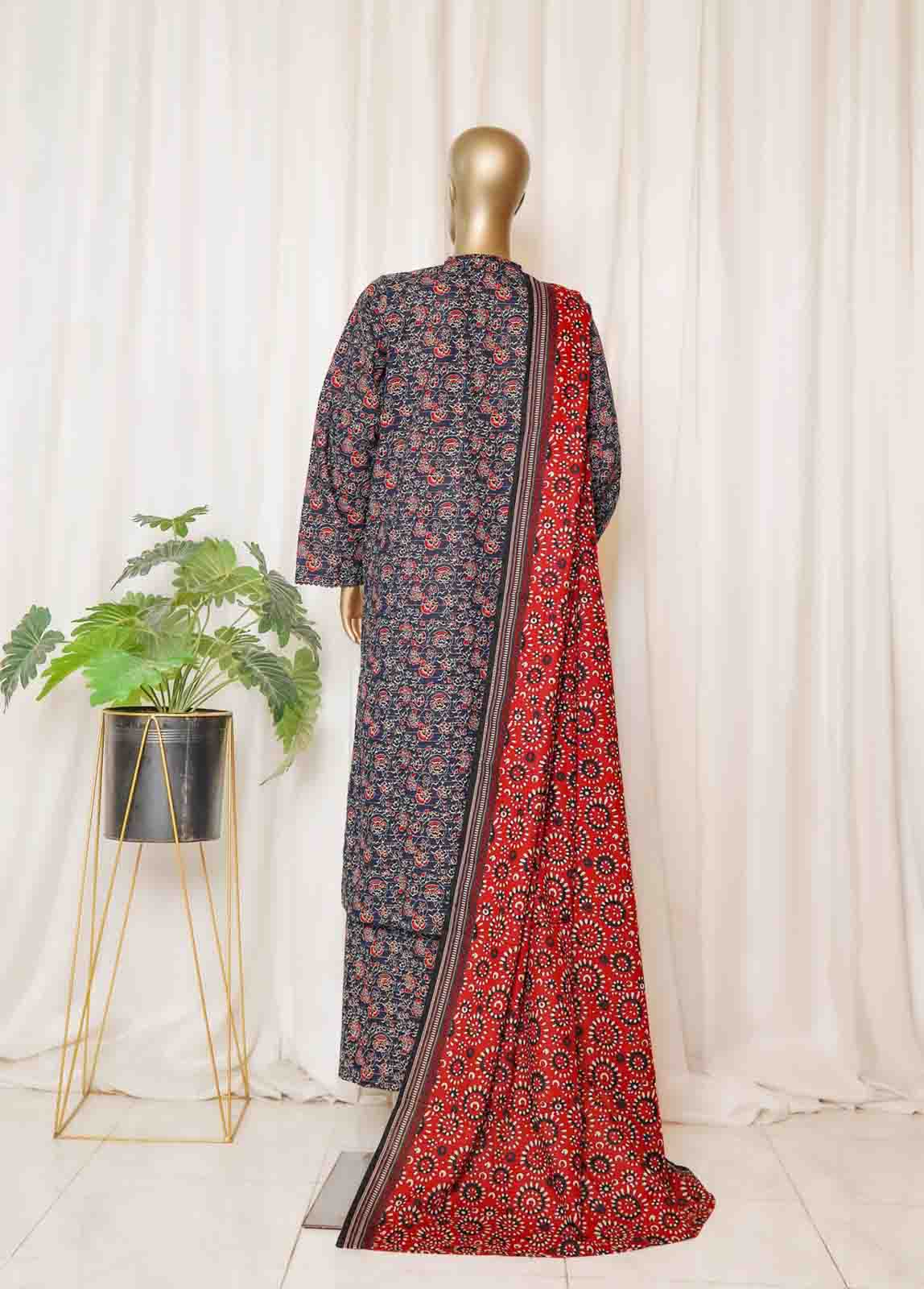 Bin Saeed Stitched 3 Piece Printed Vol-01 Collection'2025-WK-2585-blue