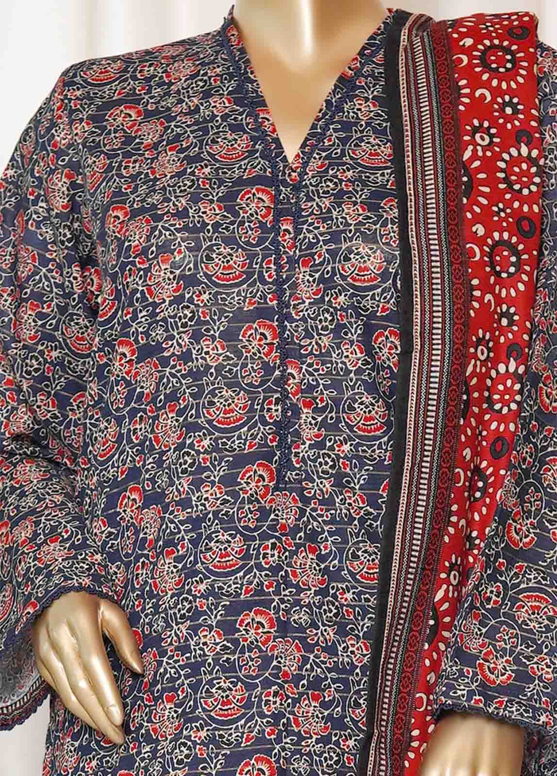 Bin Saeed Stitched 3 Piece Printed Vol-01 Collection'2025-WK-2585-blue