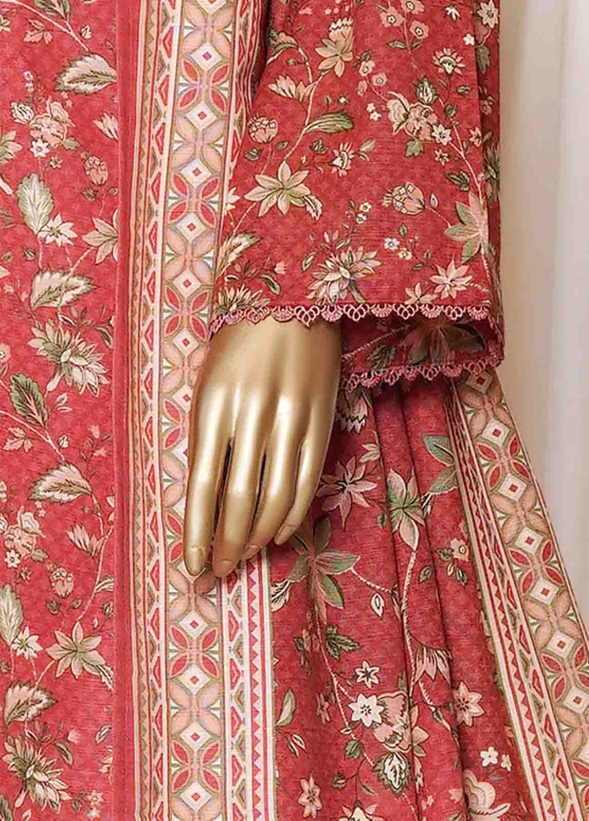 Bin Saeed Stitched 3 Piece Printed Vol-01 Collection'2025-WK-2561-Red