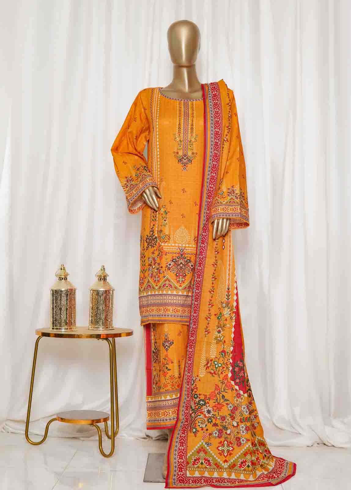 Bin Saeed Stitched 3 Piece Printed Vol-01 Collection'2025-WK-2582-yellow