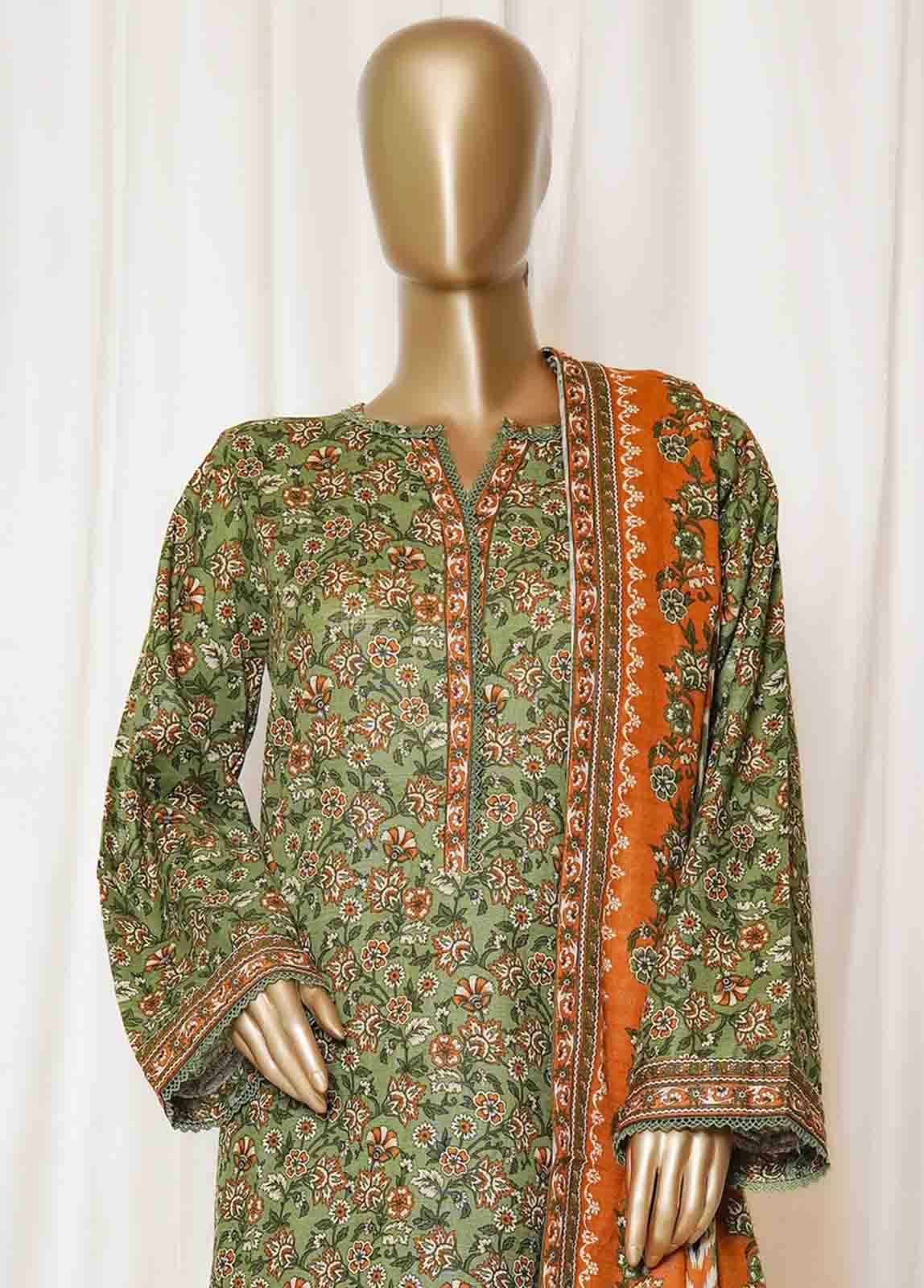 Bin Saeed Stitched 3 Piece Printed Vol-01 Collection'2025-WK-2587-Green