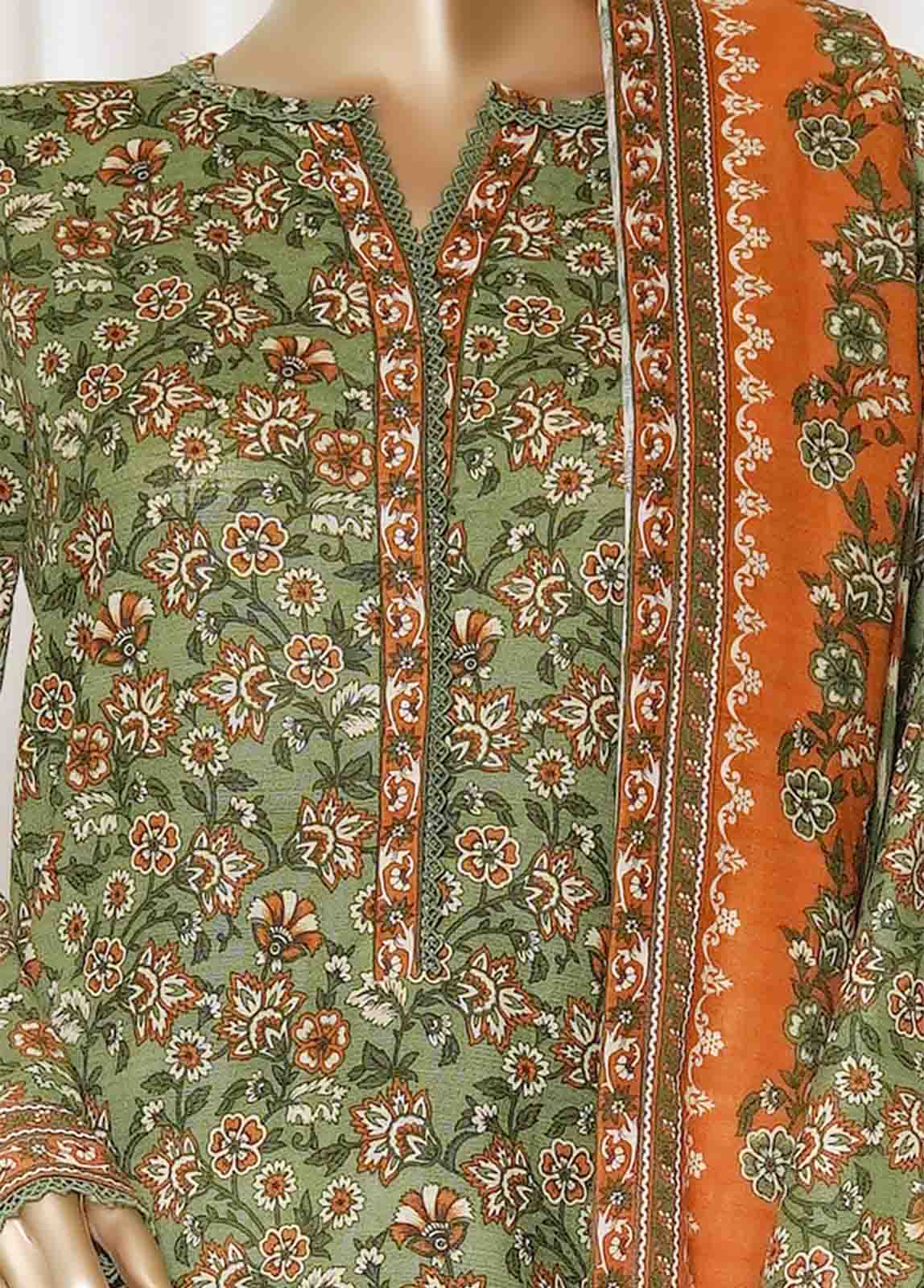 Bin Saeed Stitched 3 Piece Printed Vol-01 Collection'2025-WK-2587-Green