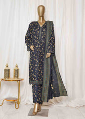 Bin Saeed Stitched 3 Piece Printed Vol-01 Collection'2025-WK-2583-Blue