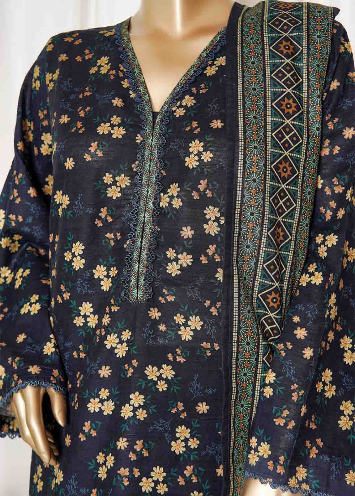 Bin Saeed Stitched 3 Piece Printed Vol-01 Collection'2025-WK-2583-Blue
