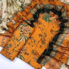 Bin Saeed Printed Lawn Unstitched 3 Piece - AS - 2020 - Mustard - Summer Collection