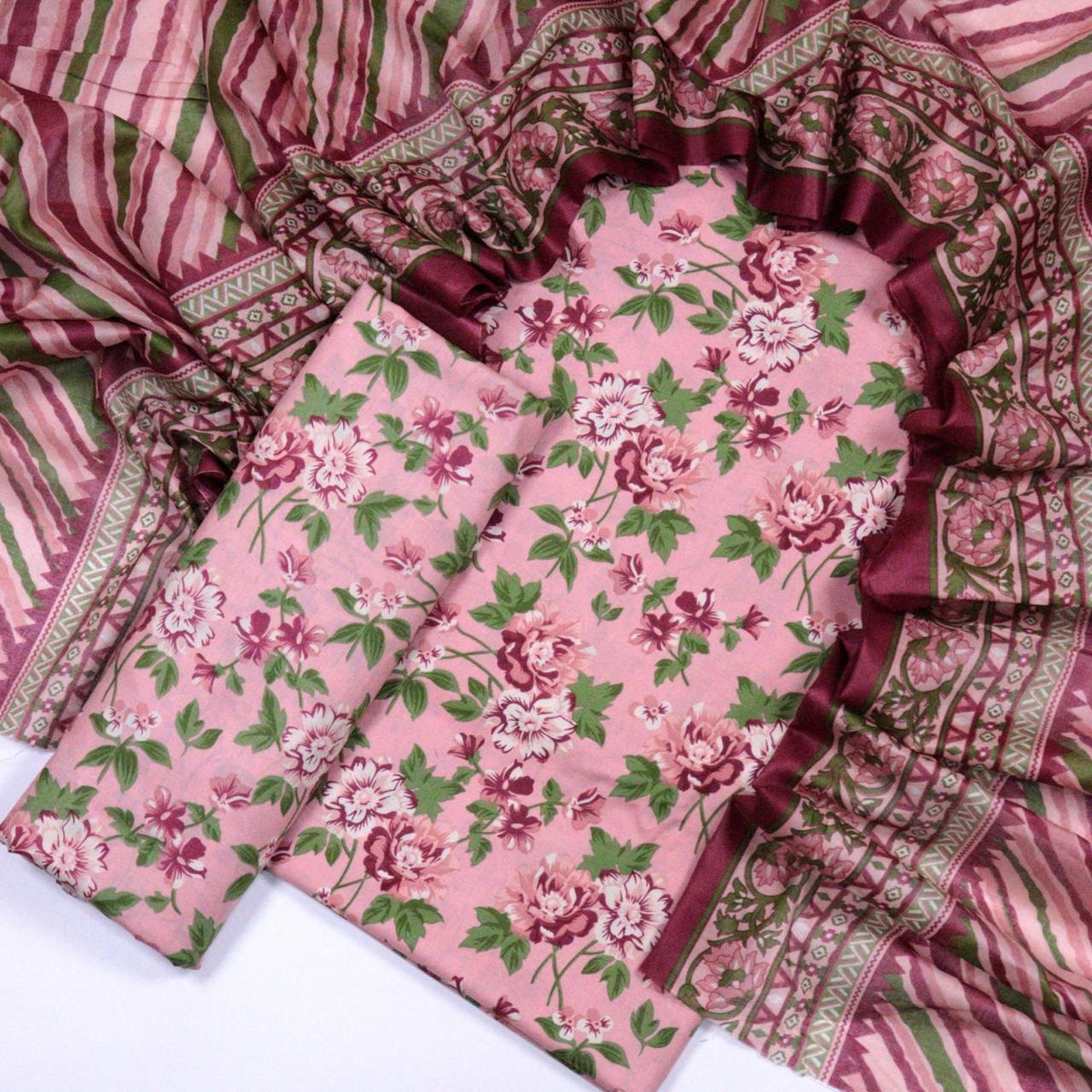 Bin Saeed Printed Lawn Unstitched 3 Piece - AS - 2010 - Pink - Summer Collection
