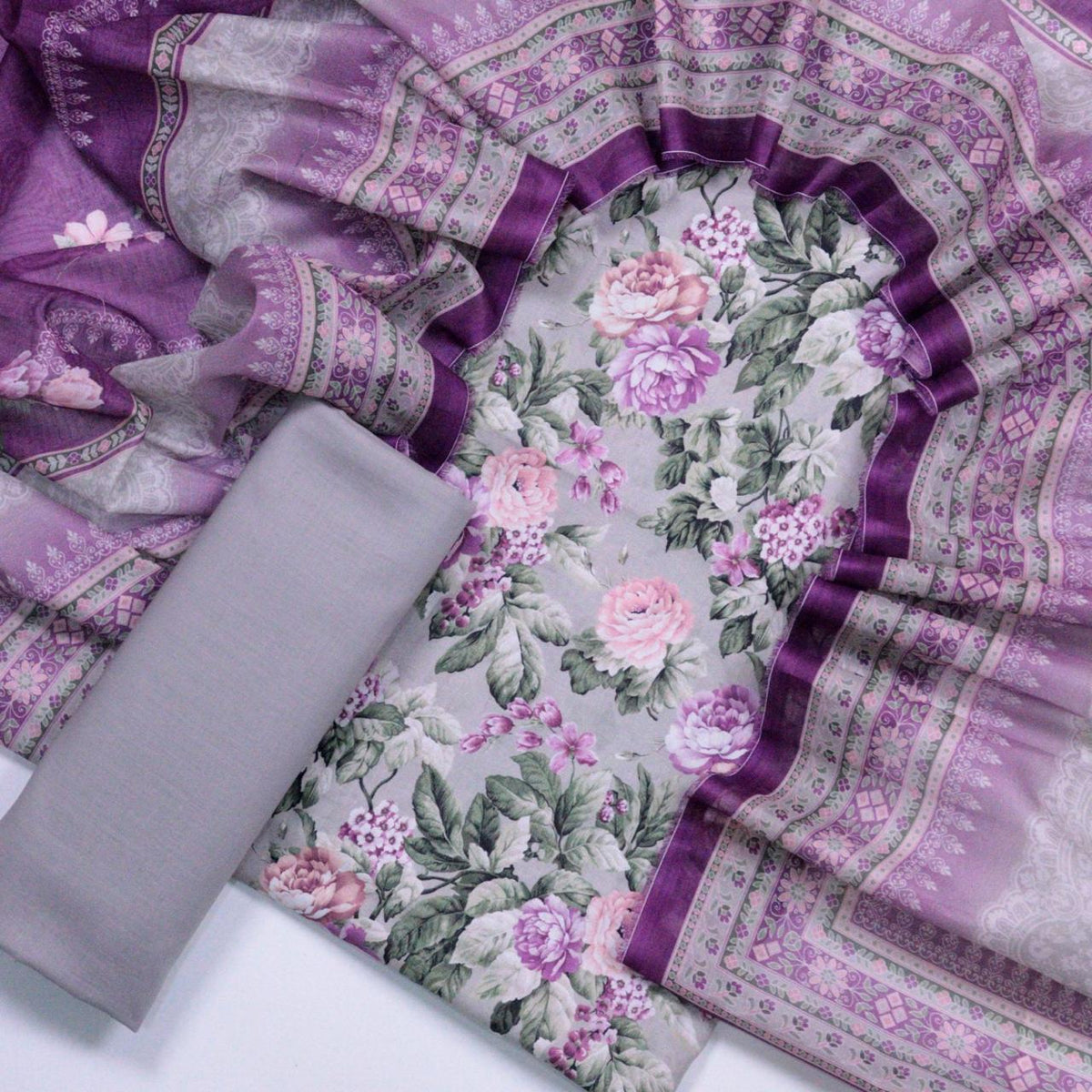 Bin Saeed Printed Lawn Unstitched 3 Piece - AS - 2007 - Black - Summer Collection