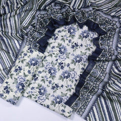 Bin Saeed Printed Lawn Unstitched 3 Piece - AS - 2004 - White - Summer Collection