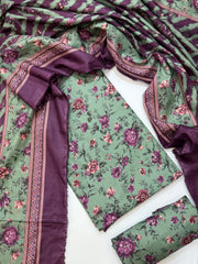 Bin Saeed Printed Lawn Unstitched 3 Piece Suit - D-14