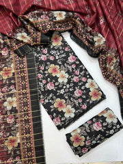 Bin Saeed Printed Lawn Unstitched 3 Piece Suit - D-16