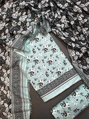 Bin Saeed Printed Lawn Unstitched 3 Piece Suit - D-35