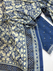 Bin Saeed Printed Lawn Unstitched 3 Piece Suit - D-43