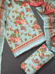 Bin Saeed Printed Lawn Unstitched 3 Piece Suit - D-45