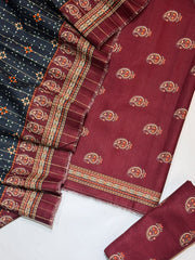 Bin Saeed Printed Khaddar Unstitched 3 Piece Suit - D-8