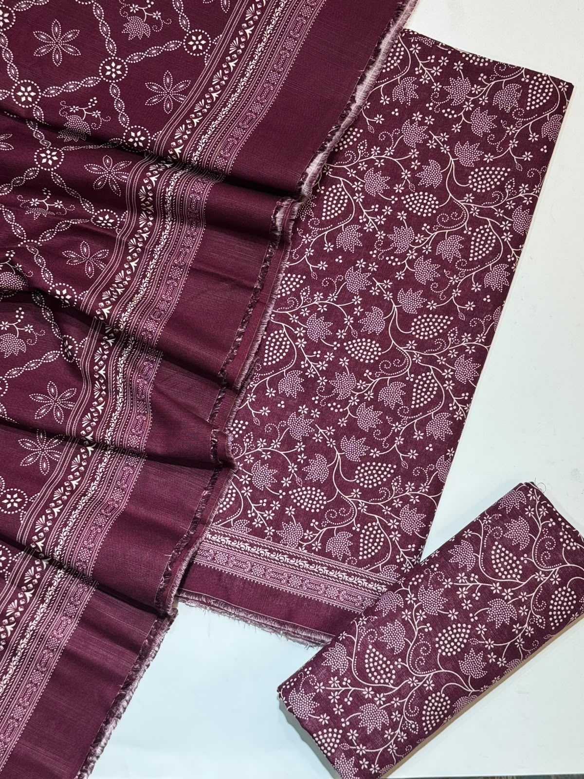 Bin Saeed Printed Khaddar Unstitched 3 Piece Suit - D-5