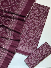 Bin Saeed Printed Khaddar Unstitched 3 Piece Suit - D-5