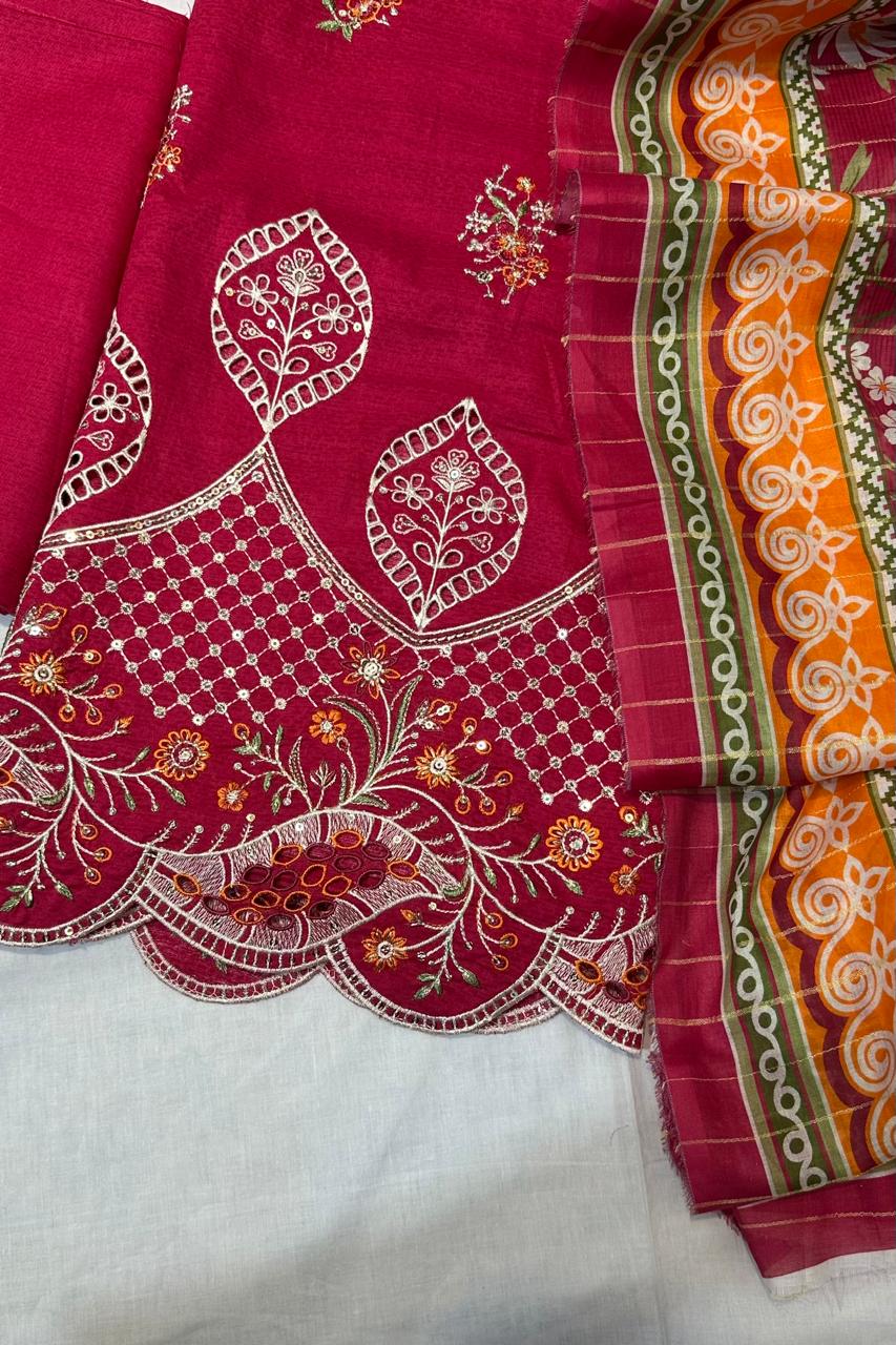 Bin Saeed Embroiderd Lawn Unstitched 3 Piece - AS - 2529 - Mustard - Summer Collection
