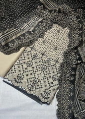 Bin Saeed Embroiderd Lawn Unstitched 3 Piece - AS - 2522 - black - Summer Collection