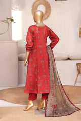 Bin Saeed Stitched 3 Piece Exclusive Printed Frock-LSM-2987-MEHROON