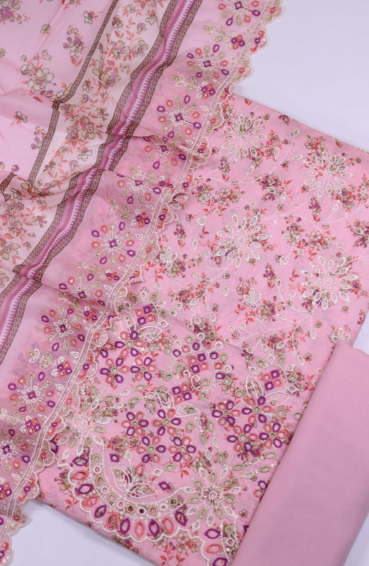 Bin Saeed Chikankari Lawn Unstitched 3 Piece - D08 - BS25PE - Pink - Summer Collection