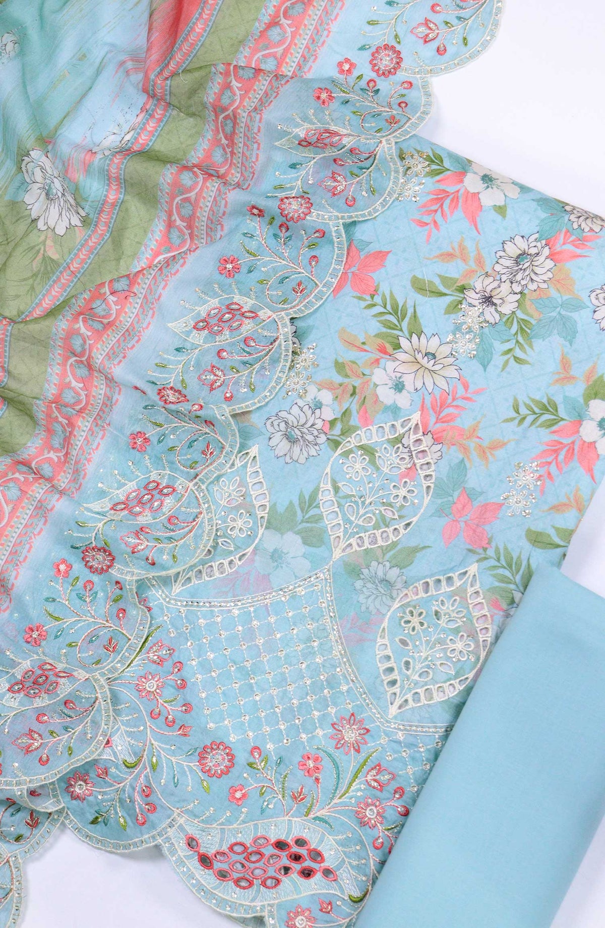 Bin Saeed Chikankari Lawn Unstitched 3 Piece - D 26 - BS25PE - Light Blue - Summer Collection