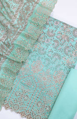 Bin Saeed Chikankari Lawn Unstitched 3 Piece - D 33 - BS25PE - Light Blue - Summer Collection