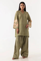 Stitched Basic Printed Shirt + Bottom sana safinaz
