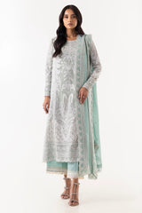 Stitched A-line Embroidered Shirt + Culotte+ Dupatta sana safinaz