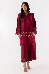 Stitched Maroon Embroidered Shirt + Culotte + Dupatta sana safinaz