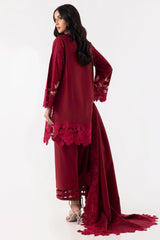 Stitched Maroon Embroidered Shirt + Culotte + Dupatta sana safinaz