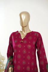 Bin Saeed Stitched 3 Piece Exclusive Printed Lawn Vol-10 Suit- LSM-2958-MAROON