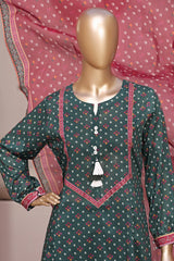 Bin Saeed Stitched 3 Piece Exclusive Printed Frock-LSM-2962-GREEN
