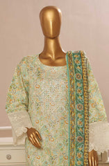 Bin Saeed Embroidered Lawn Stitched 3 Piece Suit - SM 771 - BS25EElV3 - Green - Summer Collection