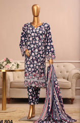 Bin Saeed Embroidered Lawn Stitched 3 Piece Suit - SM 804 - BS25EElV3 - Black - Summer Collection