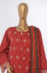 Bin Saeed Embroidered Lawn Stitched 3 Piece Suit - WC 18 - BS25EElV3 - Red - Summer Collection