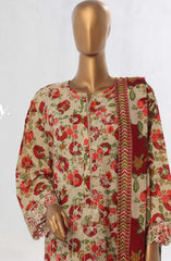 Bin Saeed Embroidered Lawn Stitched 3 Piece Suit - WC 50 - BS25EElV3 - Beige - Summer Collection